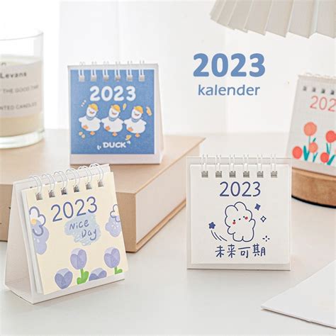 Jual 2023 Tahun Kelinci Kartun Lucu Mini Portable Kecil Meja Kalender