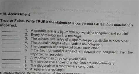 Write True If The Statement Is Correct And False If The Statement Is