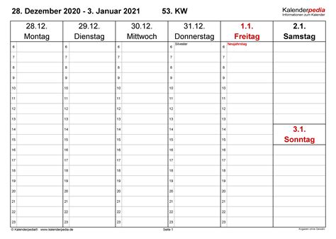 Betrachte hier den monatskalender von januar 2021 einschließlich kalenderwoche. Wochenkalender 2021 als PDF-Vorlagen zum Ausdrucken