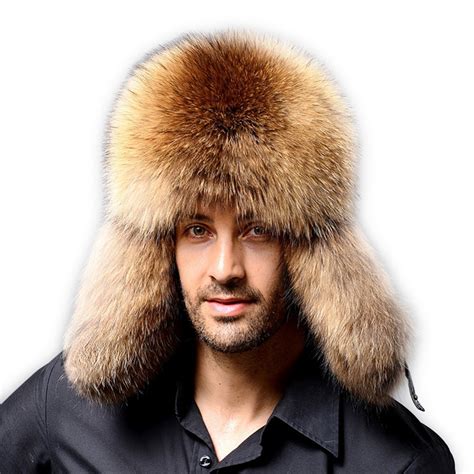 Fur Talk Mens Cold Winter Genuine Fox Fur And Leather Russian Ushanka
