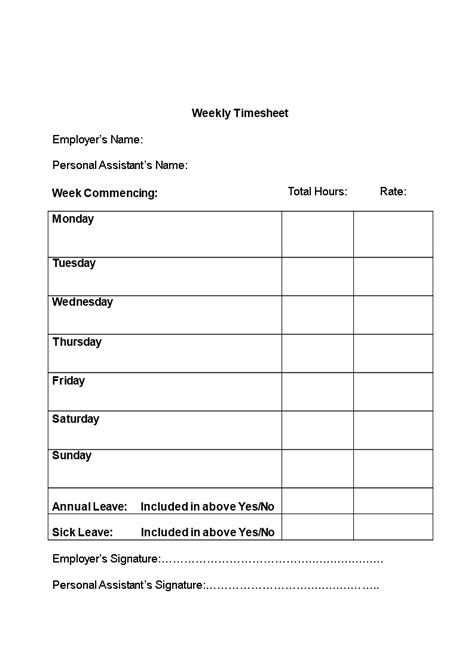 Simple Time Sheet Template