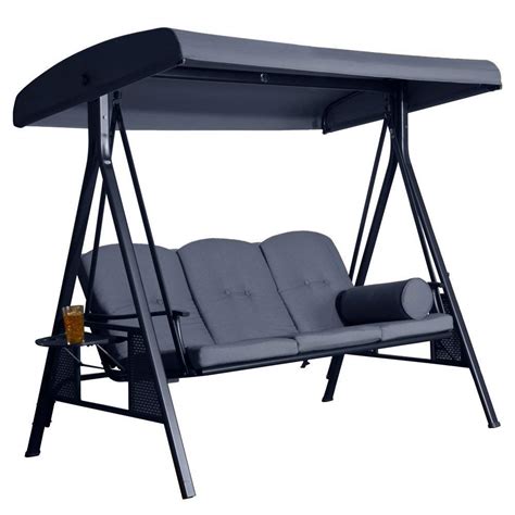 Buy Sorara® Luxury Swing Chair 3 Seater Garden Swing Seat Grey Outdoor Canopy Cushioned