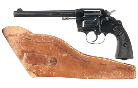 Colt New Service Model Double Action Revolver With Inscribed Flap Holster