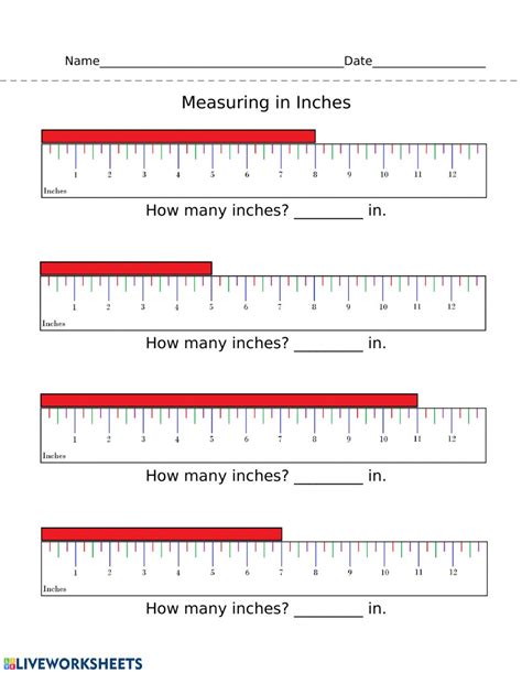Measuring In Inches Worksheet