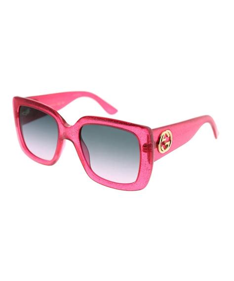 Gucci Gg0141s 003 Pink Glitter Square Sunglasses Gucci Black Sunglasses Gucci