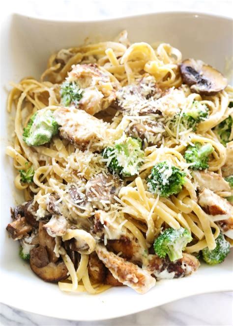 Chicken Broccoli Mushroom Alfredo Pasta Chef In Training Recipe