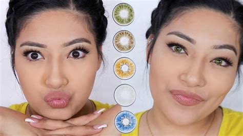Colored Contacts On Dark Brown Eyes Alexisjayda Youtube