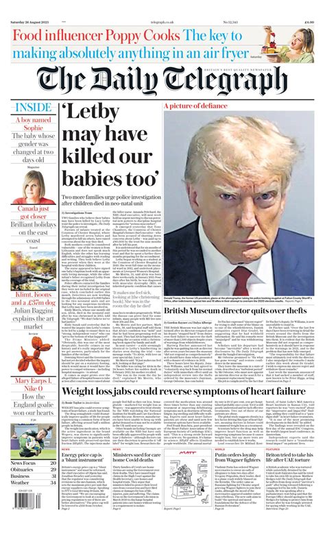 Daily Telegraph Front Page 26th Of August 2023 Tomorrow S Papers Today