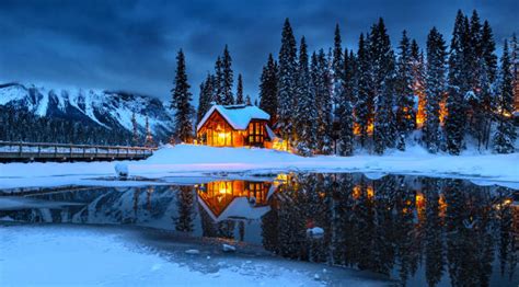 Hut House In Snowy Night Wallpaper Hd Nature 4k Wallpapers Images And