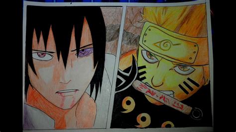 Draw Naruto Rikudo Sennin And Sasuke Rinnengan With Pencil Color Youtube