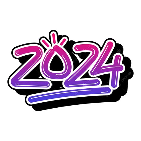 Purple Gradient 2024 Text Vector 2024 Gradient Year Png And Vector