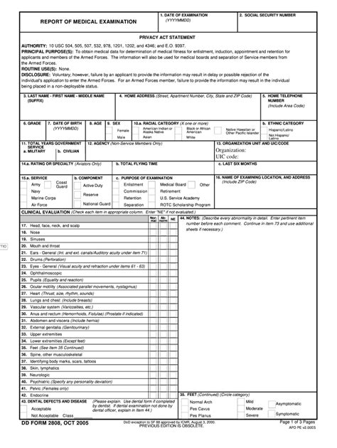55 Dd Form 2808 Report Of Medical Examination Dd Form 2499 Download