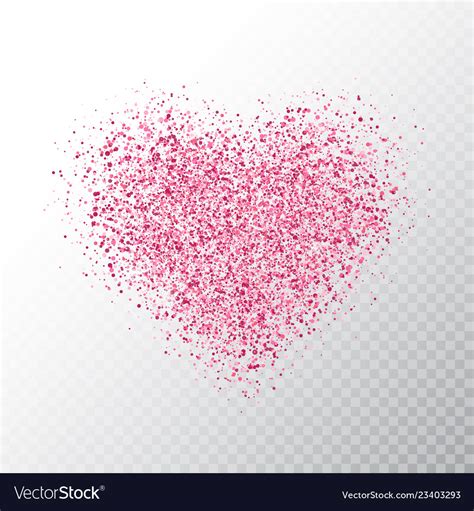 Glitter Pink Heart Isolated On Transparent Vector Image