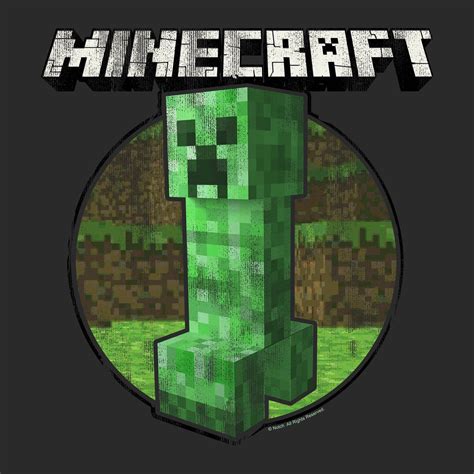 Minecraft Mens T Shirt Distressed Creeper Circle Logo Image Ebay