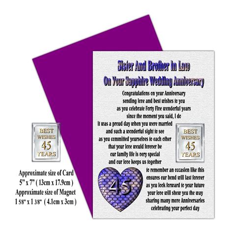 Maybe you would like to learn more about one of these? Sister Brother IN LAW 25th TO 70th Wedding Anniversary ...