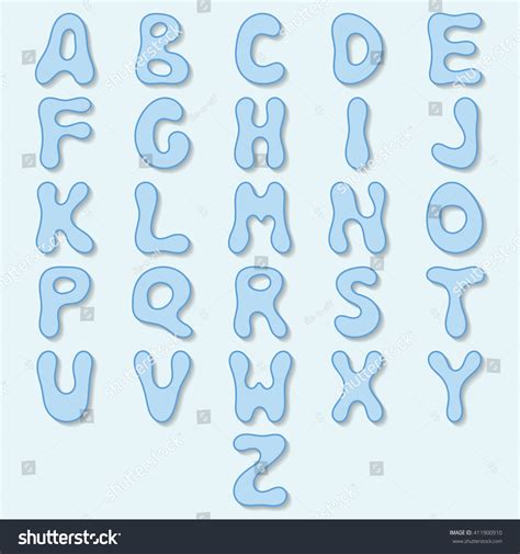 Blue Bubble Letters Printable