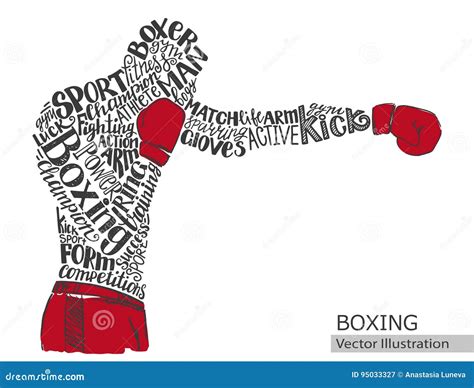 Vector Boxer Silhouette Of The Athlete From The Thematic Words Stock
