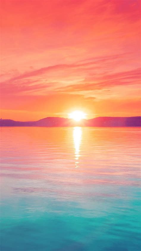 Pastel Sunset Over Mountain Lake Iphone 6 Wallpaper Iphone Wallpapers