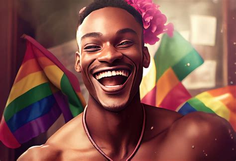 Premium Ai Image Happy African Gay Man Celebrating Pride Festival Lgbtq Community Concept