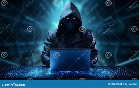 Anonymous Hacker with Laptop. Concept of Dark Web, Cybercrime