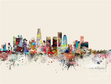 Los Angeles Skyline 1 Painting By Bri Buckley Fine Art America