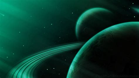 Download Wallpaper 1920x1080 Planet Green Space Stars