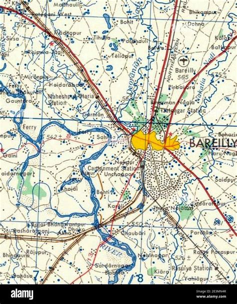 Map Of Bareilly 1955 Stock Photo Alamy