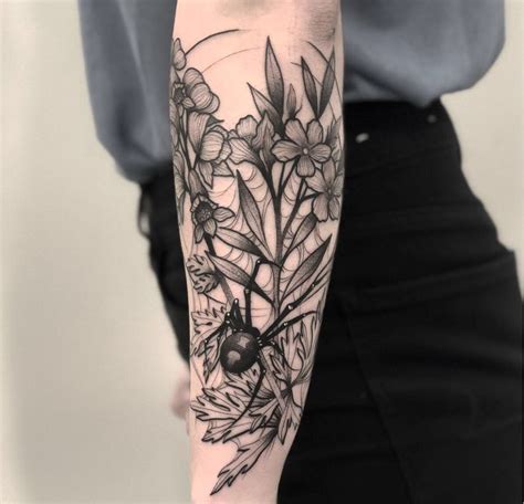 Black Widow And Poisonous Botanical By Sebastian Done At Chronic Ink