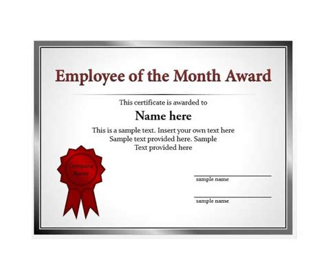 Employee Of The Month Certificate Templates 4 Templates Example