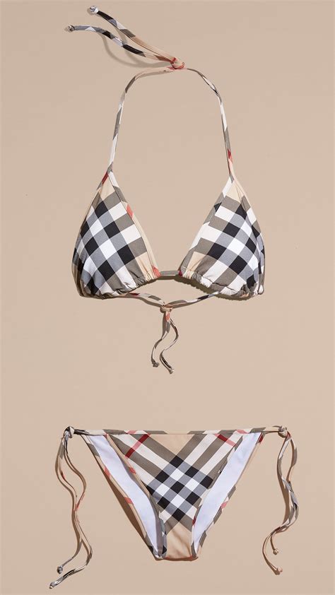 Lyst Burberry Check Triangle Bikini In Brown