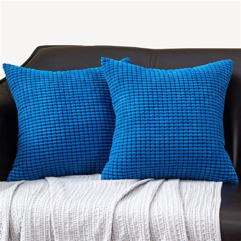 Ikuoic Royal Blue Decorative Throw Pillow Covers 16x16 Inch