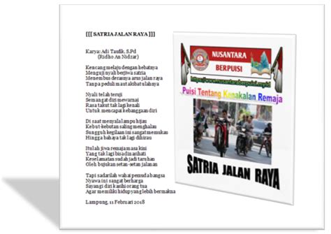 Satria Jalan Raya Contoh Puisi Tentang Kenakalan Remaja Nusantara
