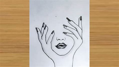 Hands Over Face Drawing Lineartdrawingspeoplesketch