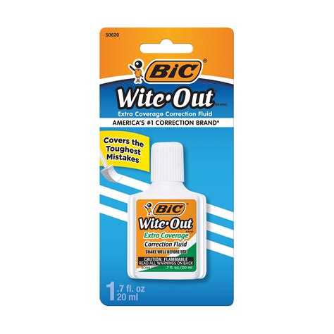 Bic Wite Out Extra Coverage Correction Fluid 20 Ml White 50624