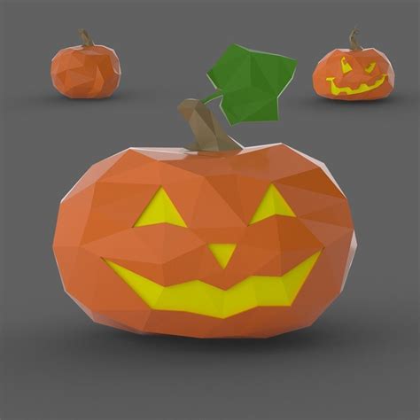 Halloween Pumpkin Low Poly 3d Printable Model Cgtrader