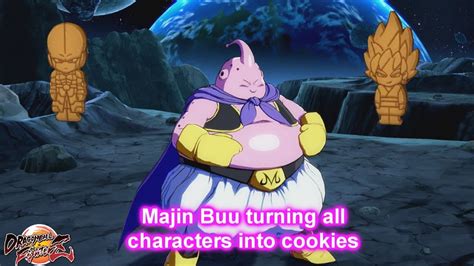 Dragon Ball Fighterz Majin Buu Turning All Characters Into Cookies Youtube