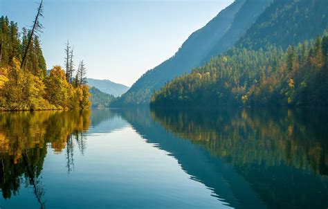 Wallpaper Autumn Forest Mountains Lake Reflection Canada Canada