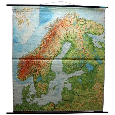 Vintage School Map Rollable Wall Chart Africa Print Economy For Sale At