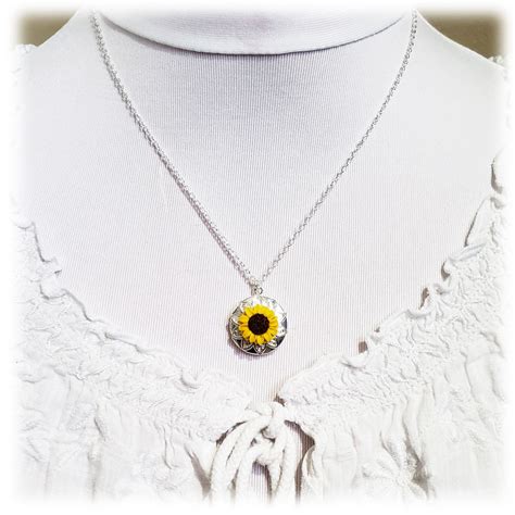 Sunflower Locket Necklace | Sunflower Jewelry | Sunflower ...