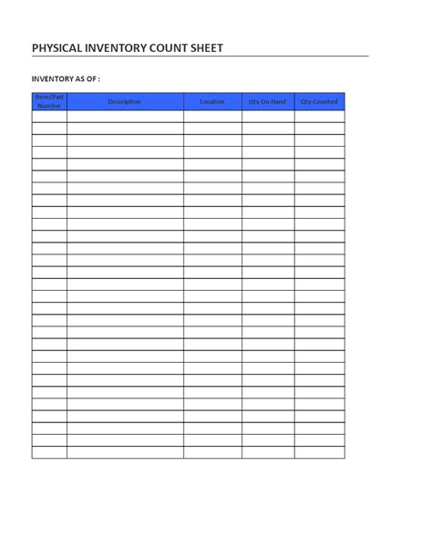 Physical Inventory Count Sheet Templates At