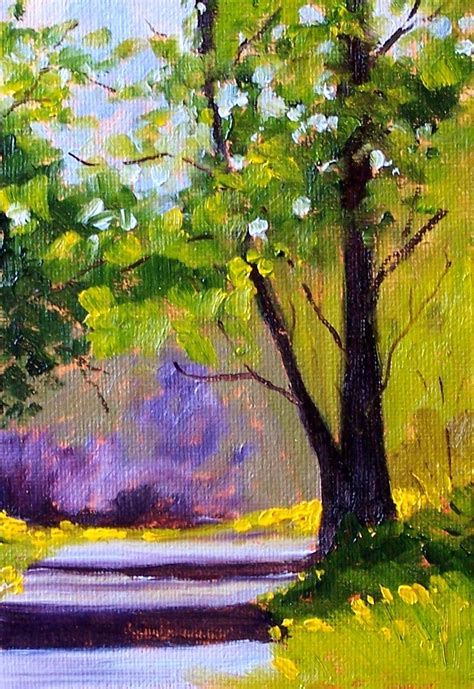 Painting Small Impressions Sunshine On A Path Original Landscape Tree