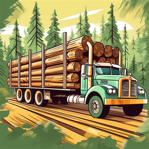 Premium Ai Image A Truck With Logs On The Back Is Carrying A Load Of