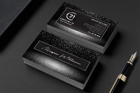 Century 21 business cards for real estate agents who want to stand out with a quality, professional, elegant business card design! black & white sparkle century 21 business card | Real ...