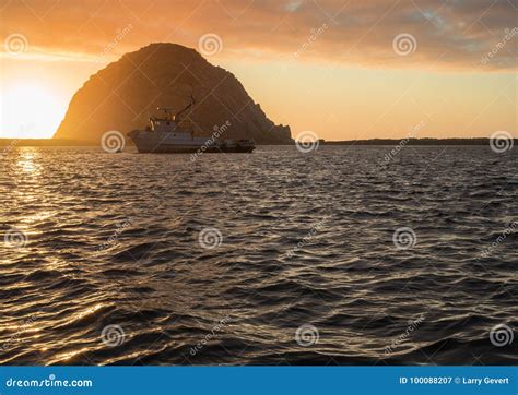 Boat At Sunset Morro Bay Stock Image Image Of Colorful 100088207