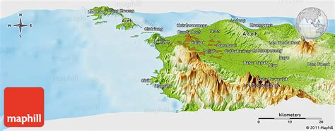 Physical Panoramic Map Of Banda Aceh