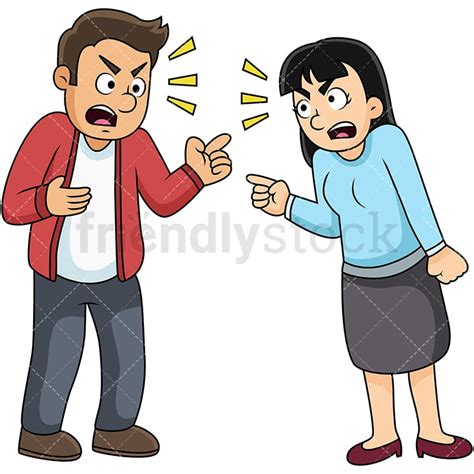 Cartoon Man And Woman Fighting Vector Clipart Friendlystock