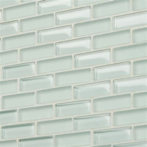 12x12 Loft Seafoam Brick Tiles In Polished Teal Glass Wall And Floor