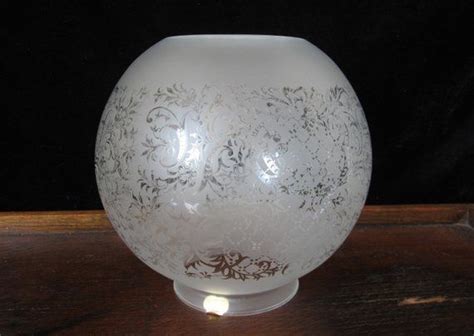 6 Vianne Oil Lamp Shade Satin Glass Clear Etched Floral Pattern