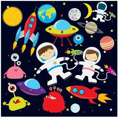 Space Clip Astronaut Clipart Earth Moon Planets