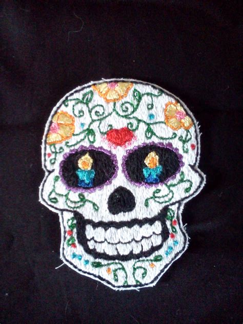 Humboldt Cherry Hand Embroidered Sugar Skull Patches